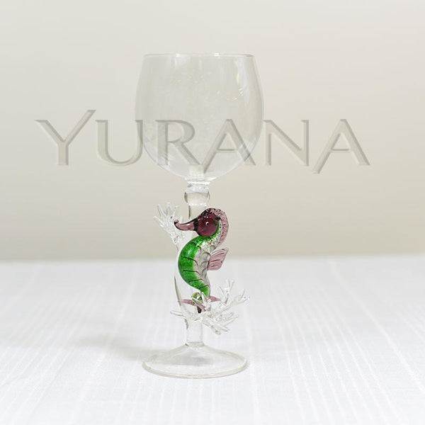 Gallant Green Seahorse Wine Glass Yurana Design