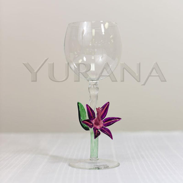 Blue Beauty Orchid Obsession Wine Glass Yurana Design