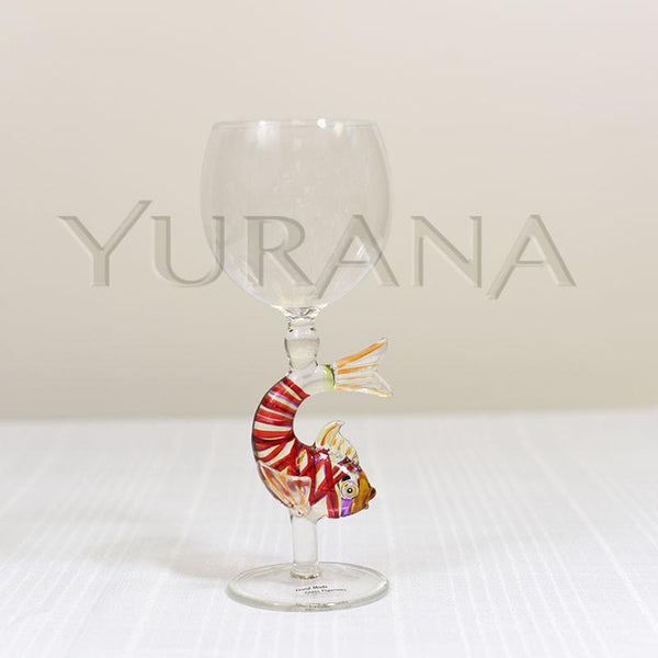 Red Koi Fish Kickback Wine Glass Yurana Design