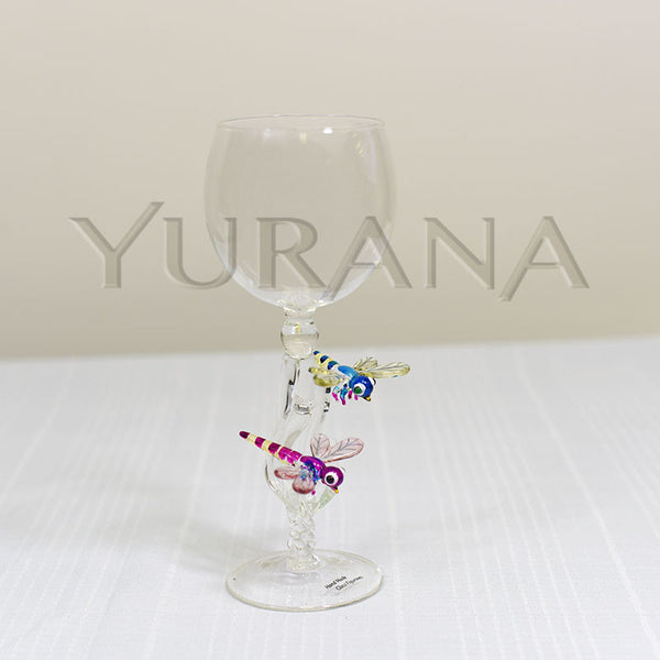 Dynamic Dragonfly Duo Wine Glass Yurana Design