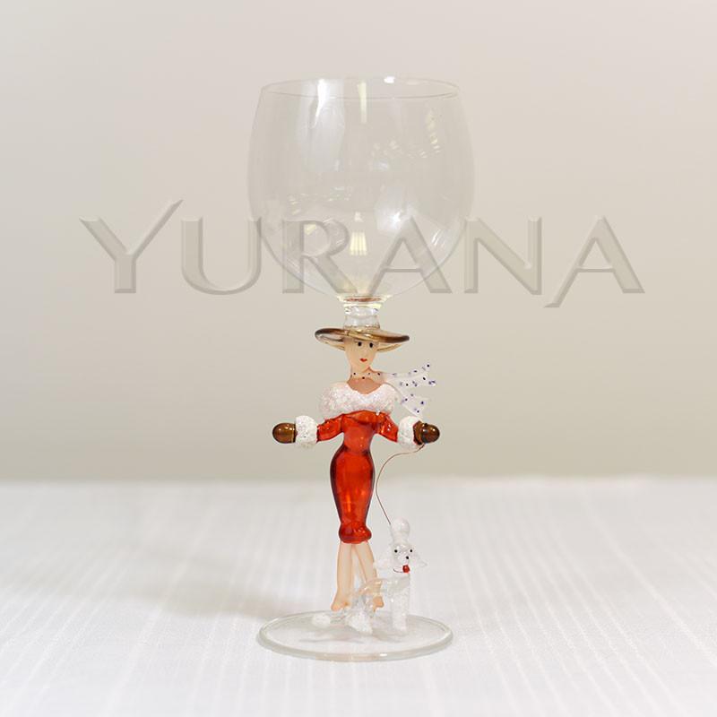 Posh Poodle Pup Princess Wine Glass Yurana Design