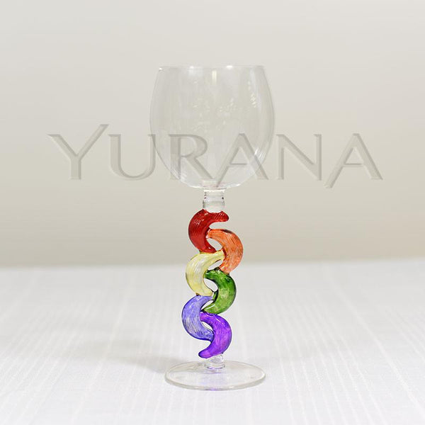 Rainbow Kaleidoscope Wine Glass Yurana Design