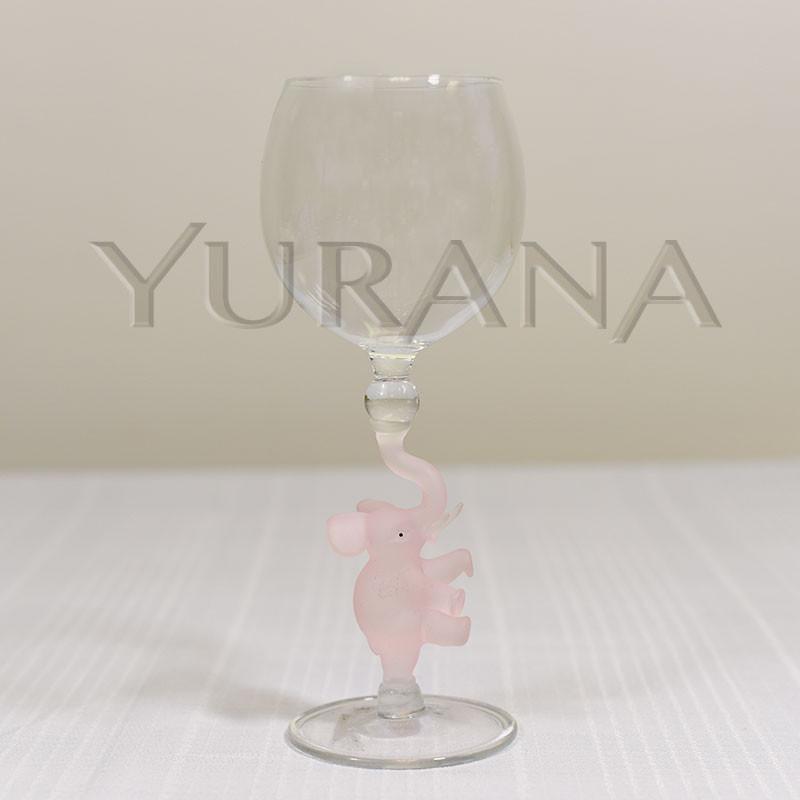 Pink Elephant Circus Act Wine Glass Yurana Design